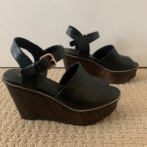 Coach Black Leather Platform Sandals Size 7
